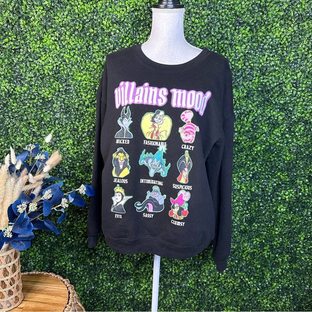 Disney Black Crew Neck billains‎ mood Sweater